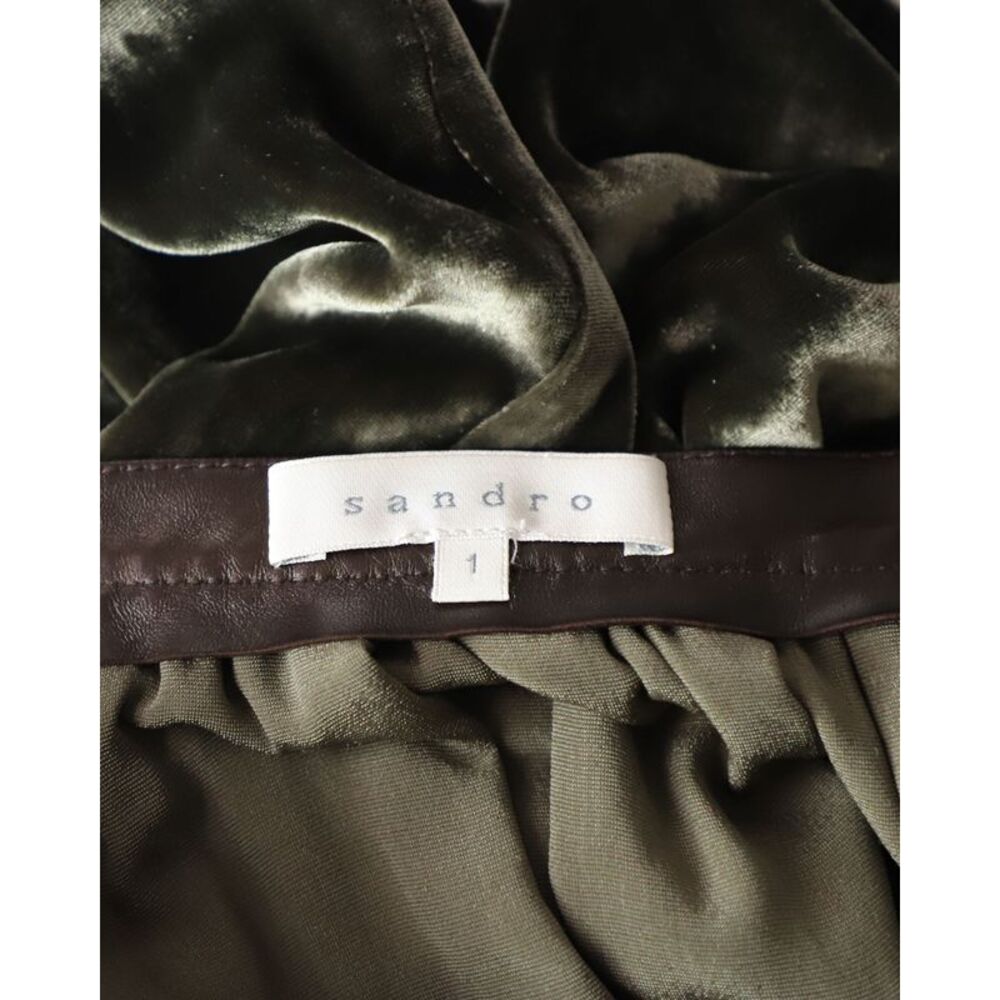 Sandro Paris Velvet Skirt with Bow in Green Viscose - Picture 4 of 5